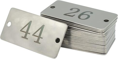 StayMax Stainless Steel Rectangle Numbered Tags with Two Holes 1 Inch x 2 Inch (26-50) in Kuwait
