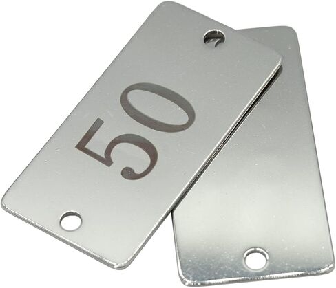 StayMax Stainless Steel Rectangle Numbered Tags with Two Holes 1 Inch x 2 Inch (26-50) in Kuwait