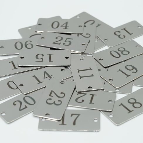StayMax Stainless Steel Rectangle Numbered Tags with Two Holes 1 Inch x 2 Inch (26-50) in Kuwait