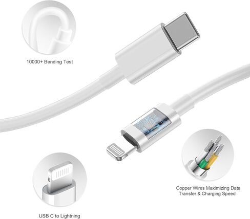 Airpods Pro 2nd Gen Charger, 20W USB C Airpods 4 Wireless Earbuds Charging Cord, USB C to USB C Woven Cable for iPhone 15/16, 15/16 Plus, Pro Max, iPad 10th Gen, iPad Pro 12.9/11 Power Adapter (5FT) in Kuwait