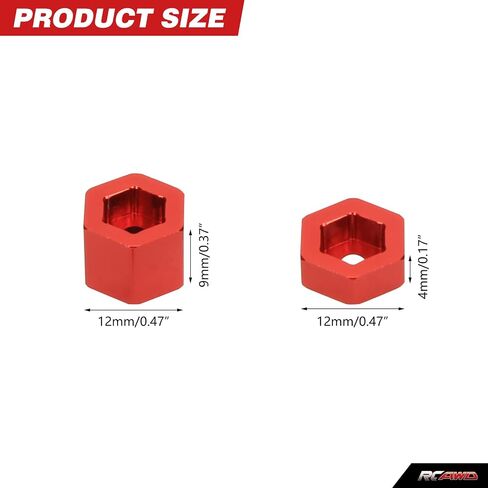 RCAWD Wheel Hex Hub AX31516 for 1/18 Axial Yeti Jr Can-Am Maverick Upgrade Parts Red in Kuwait