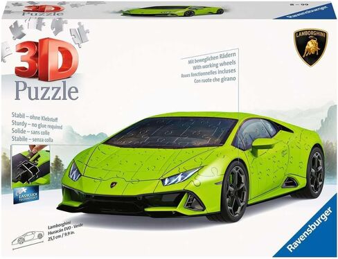Ravensburger Lamborghini Huracán EVO Verde | 108 Piece 3D Jigsaw Puzzle | Perfect for Kids and Adults | Easy Click Technology for Ideal Fit | Durable Display Piece in Saudi Arabia