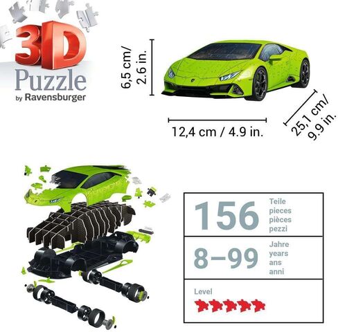 Ravensburger Lamborghini Huracán EVO Verde | 108 Piece 3D Jigsaw Puzzle | Perfect for Kids and Adults | Easy Click Technology for Ideal Fit | Durable Display Piece in Saudi Arabia