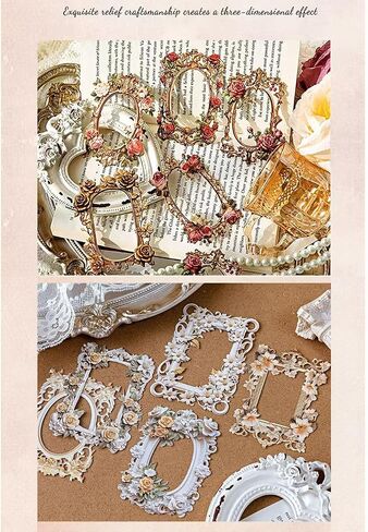40Sheets Scrapbook Supplies 3D Vintage Hollow Paper Photo Album Frame Small Thin Decorative Cutouts Window Frames for Scrapbooking Junk Journal Crafts in Saudi Arabia