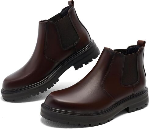 Holy dove Men's Wide Toe Box Platform Chelsea Boots Slip-On Casual Ankle Dress Boot in Saudi Arabia