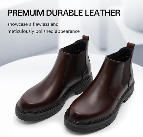 Holy dove Men's Wide Toe Box Platform Chelsea Boots Slip-On Casual Ankle Dress Boot in Saudi Arabia