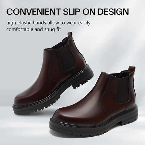 Holy dove Men's Wide Toe Box Platform Chelsea Boots Slip-On Casual Ankle Dress Boot in Saudi Arabia