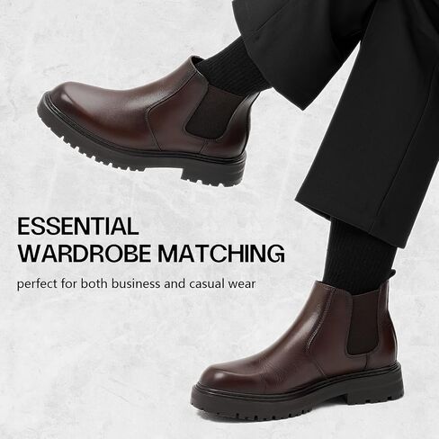 Holy dove Men's Wide Toe Box Platform Chelsea Boots Slip-On Casual Ankle Dress Boot in Saudi Arabia