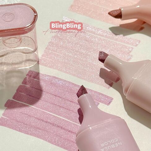 Nebula Color Glitter Highlighter Markers, Sparkly Glitter Highlighter Pen, 4 PCS Multifunctional Flash Pen for Sparkling Note Taking Diary, Smooth Writing (Pink) in Saudi Arabia