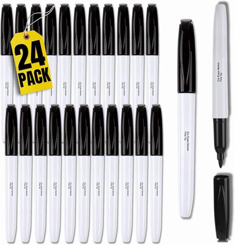 1InTheOffice Black Dry Erase Markers, Dry Erase Marker, Whiteboard Markers, Bullet Tip, 12 Pack in Kuwait