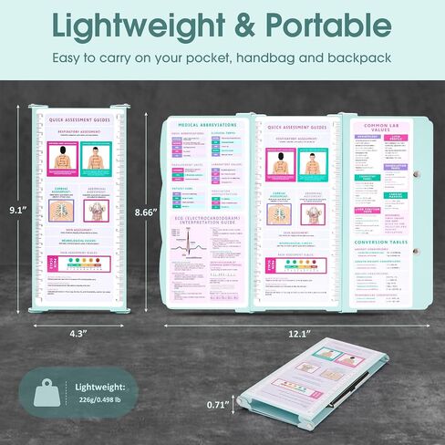 Nursing Clipboard Foldable, Thicken Aluminum Trifold Nursing Clipboard, Nursing Pocket Size Nurse Clipboards with Pen Holder, Nursing Edition Cheat Sheet for Students, Nurses and Doctors, Mint in Saudi Arabia