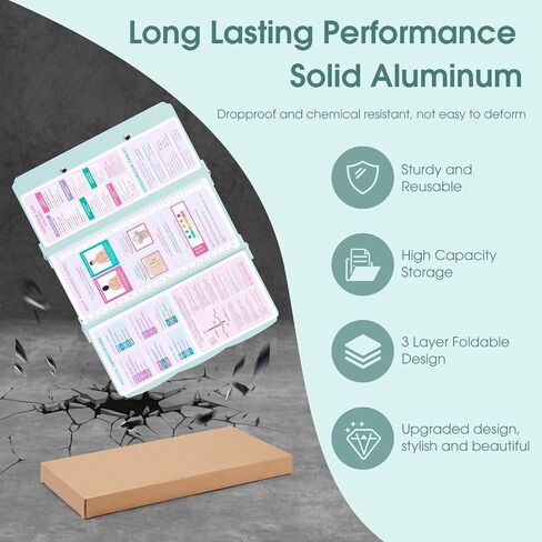 Nursing Clipboard Foldable, Thicken Aluminum Trifold Nursing Clipboard, Nursing Pocket Size Nurse Clipboards with Pen Holder, Nursing Edition Cheat Sheet for Students, Nurses and Doctors, Mint in Saudi Arabia