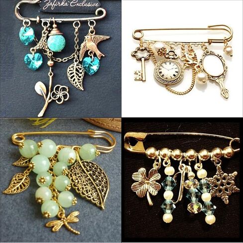 Sunnyclue 1 Box 30pcs سلامة دبابيس دبابيس ذهبية الدبوس الدبوس الحديد المعدني الحديد الثقيل حلقات الديكور الحلقات المشبك بروشات مع 5 ثقوب لقبعة سترة تنورة ملحقات المجوهرات ديي. in Kuwait