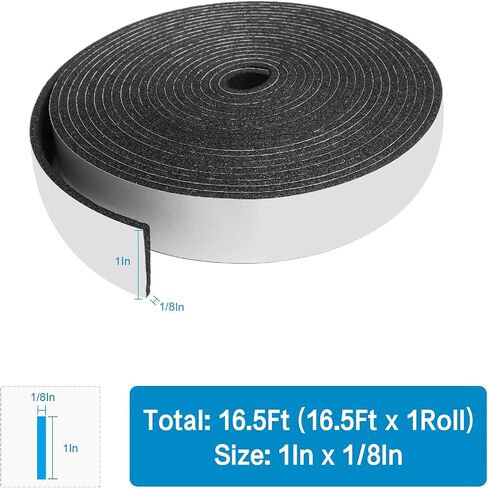 Foam Insulation Tape, Weather Stripping Door Seal Strip for Doors and Windows,Sliding Door,Sound Proof Soundproofing Door Seal,Weatherstrip,Air Conditioning Seal Strip (1In x 1/8In x 33Ft) in Kuwait