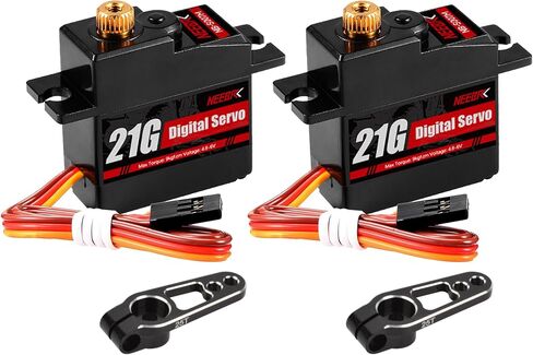 21G Micro Servo Motor ، عزم الدوران الرقمي المصغرة المصغرة مع ذراع 25T لـ 1/14 1/16 RC Crawler Car Car Model Parts Model Robot (2pcs مع ARM) in Kuwait