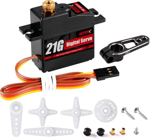 21G Micro Servo Motor ، عزم الدوران الرقمي المصغرة المصغرة مع ذراع 25T لـ 1/14 1/16 RC Crawler Car Car Model Parts Model Robot (2pcs مع ARM) in Kuwait