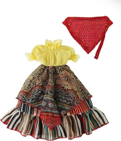 American Fashion World Esmeralda Gypsy Dress Set for 18-Inch Dolls |Head Scarf Included | Premium Quality & Trendy Design | Dolls Clothes | Outfit Fashions for Dolls for Popular Brands in Saudi Arabia
