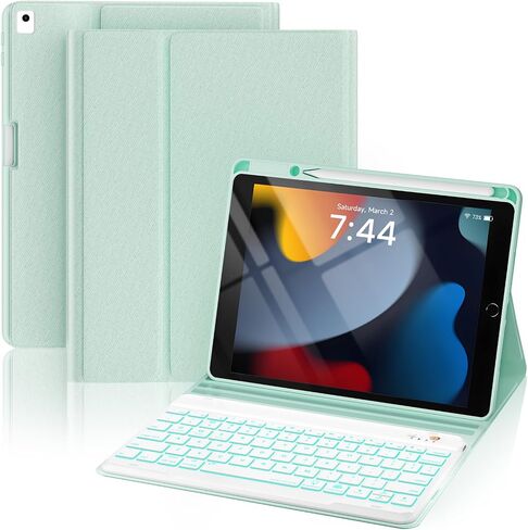 OYEEICE Keyboard Case for iPad 9th Generation - Wireless Detachable Keyboard Folio Cover with Pencil Holder for iPad 9th/8th/7th Gen 10.2 inch, iPad Pro 10.5" & iPad Air 3rd Gen - Black in Saudi Arabia