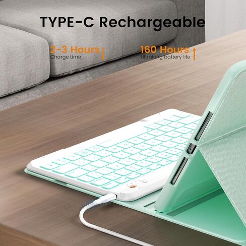 OYEEICE Keyboard Case for iPad 9th Generation - Wireless Detachable Keyboard Folio Cover with Pencil Holder for iPad 9th/8th/7th Gen 10.2 inch, iPad Pro 10.5" & iPad Air 3rd Gen - Black in Saudi Arabia