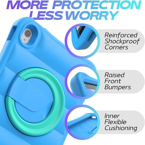 Kids Case for iPad 10th Generation 10.9 inch – Lightweight Rotating Stand Folding Handle Rugged Cover for Apple ipad 10 Gen Girls Boys, Pink in Kuwait