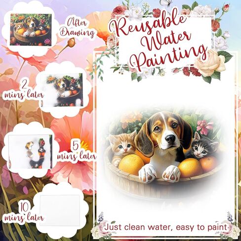 24 Pcs Dementia Products for Elderly Alzheimers Activities for Adults Seniors Reusable Water Painting Toys with 1 Painting Brush Water Doodle Coloring Drawing Gifts Set (Country Life) in Saudi Arabia