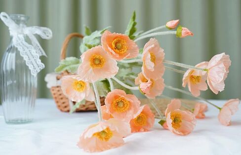 Lumoslyy Artificial Flowers Silk Poppy Flowers for Decoration Realistic Bouquet Home Decor Faux Flower Pack of 8 in Saudi Arabia