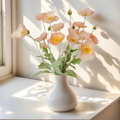 Lumoslyy Artificial Flowers Silk Poppy Flowers for Decoration Realistic Bouquet Home Decor Faux Flower Pack of 8 in Saudi Arabia