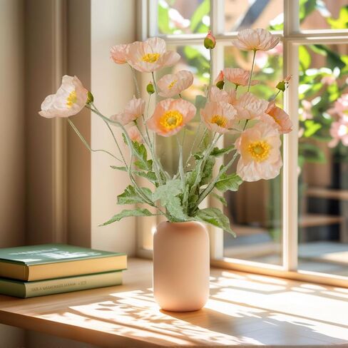Lumoslyy Artificial Flowers Silk Poppy Flowers for Decoration Realistic Bouquet Home Decor Faux Flower Pack of 8 in Saudi Arabia