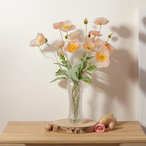 Lumoslyy Artificial Flowers Silk Poppy Flowers for Decoration Realistic Bouquet Home Decor Faux Flower Pack of 8 in Saudi Arabia