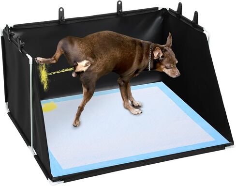 HOMBYS Dog Pee Pad Holder with High Walls, No-Spill Indoor Potty for Large Dogs, Foldable Puppy Litter Box, 24 x 24 x 17.7 Inches, Black,Patent Pending in Saudi Arabia