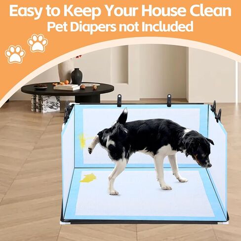 HOMBYS Dog Pee Pad Holder with High Walls, No-Spill Indoor Potty for Large Dogs, Foldable Puppy Litter Box, 24 x 24 x 17.7 Inches, Black,Patent Pending in Saudi Arabia