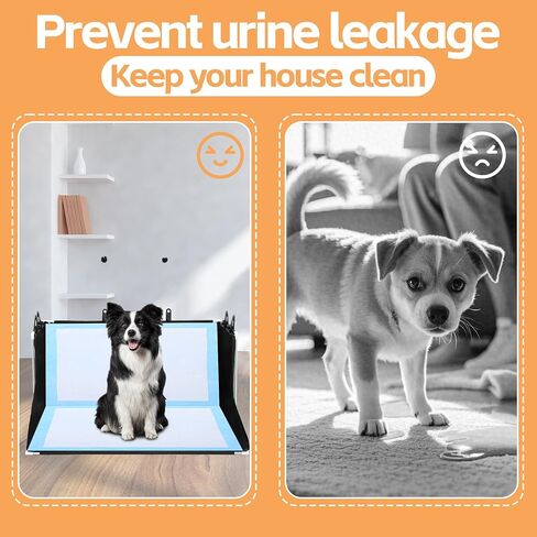HOMBYS Dog Pee Pad Holder with High Walls, No-Spill Indoor Potty for Large Dogs, Foldable Puppy Litter Box, 24 x 24 x 17.7 Inches, Black,Patent Pending in Saudi Arabia