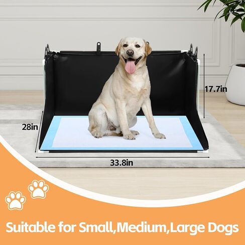 HOMBYS Dog Pee Pad Holder with High Walls, No-Spill Indoor Potty for Large Dogs, Foldable Puppy Litter Box, 24 x 24 x 17.7 Inches, Black,Patent Pending in Saudi Arabia