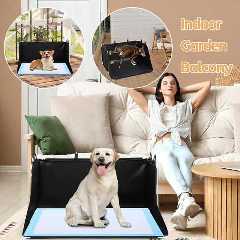 HOMBYS Dog Pee Pad Holder with High Walls, No-Spill Indoor Potty for Large Dogs, Foldable Puppy Litter Box, 24 x 24 x 17.7 Inches, Black,Patent Pending in Saudi Arabia