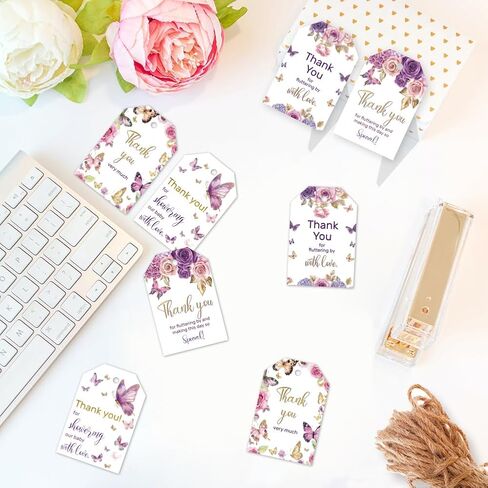 CHGCRAFT 120 PCS Gift Tags Sunflower Kraft Paper Gift Tags with String 3x2in Thank You Present Labels for Gifts for Women's Day Wedding Holiday Birthday Party Decoration in Saudi Arabia