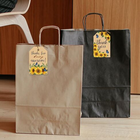 CHGCRAFT 120 PCS Gift Tags Sunflower Kraft Paper Gift Tags with String 3x2in Thank You Present Labels for Gifts for Women's Day Wedding Holiday Birthday Party Decoration in Saudi Arabia