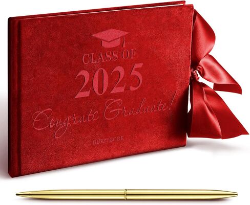 لوحة ضيف التخرج من Paneee مع Pen Velvet Black Graduation Book Bow Design 2025 التخرج ضيف علامة في كتاب ذاكرة ضيف دفتر لهدايا التخرج من الكلية العالية ، 7 × 9 بوصة in Kuwait