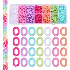 chgcraft 560pcs 7 ألوان acrylic acrylic ربط حلقات الارتباط السريع موصلات الارتباط السريع لسلاسل المجوهر