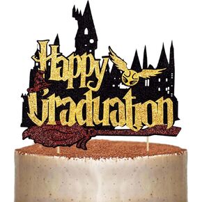 Magical Cake Topper with Wizard Hat Owl Happy Birthday Cake Decoration Wizard Theme Birthday Baby Shower Graduation Party Supplies