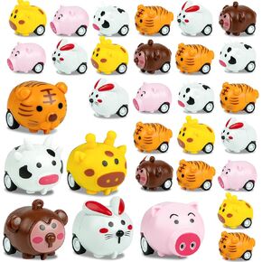 33 PCS Mini Animal Pull Proud Toy Cars for Boys Girls Kids Choildlers ، Favors Favors Teasure Cassured Box ، وحشو pinata ، ومواد غودي كيس ، وألعاب كبيرة لعيد الفصح عيد الحب