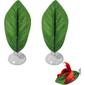 2 Pieces Realistic Fish Leaf Hammocks for Rest, Comfortable Betta Bed Hideaway and Practical Aquarium Decoration, Safe Spawning Accessories Fish Rest Leaf