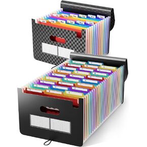 ABC LIFE 26 POCKETS CORMINTION FILE منظم و 12 جيوبًا منظم إيصال الفواتير الشهري ، وتوسيع مجلدات الملفات مع علامات تبويب ملونة ، وخطاب/حجم A4