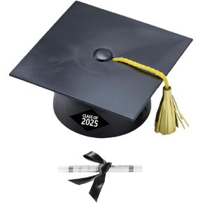 Graduation Cake Kit Cupcake & Party Supplies Decoration Toppers (Black Cap Gold Tassel)