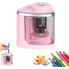 Electric Pencil Sharpeners Powerful Stall-Free Motor Portable Electric Battery Operated Pencil Sharpener Battery Powered Classroom Pencil Sharpeners for School Home Office Classroom(Pink)