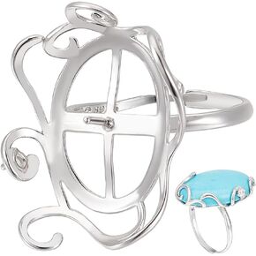 Benecreat 925 Sterling Silver Bezel Ring فارغة ، قاعدة حلقة مخلب قابلة للتعديل ، وضع Cabochon قاعدة حلقة مصنوعة يدويًا لصنع المجوهرات المصنوعة يدويًا غير منتظم