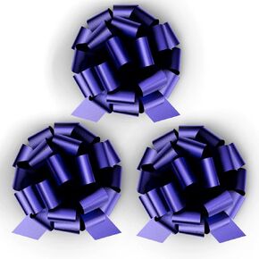 8" Pull String Gift Bows Perfect for Christmas Gifts and Birthday Presents Satin Finish Easy to Assemble Pack of 3 Large Bows (Baby Blue)