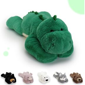 2 Lb Weighted Stuffed Black Bear Animals - 16 Inches Bear Dog Dino Pig Plush Throw Pillow Toy - Embroidered Plushie Collectible - Kawaii Plushies Hugging Toy Gifts for Kids & Adults ( Black Bear )