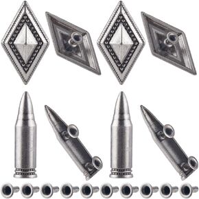 GorgeCraft 1 Box 24 Sets 40mm Silver Square Squary Barge Grade Leather Spike Punk Bunk Tibetan Screwback Leatherclaf