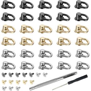 32 PCS D حلقة مسمار الكرة ، المعادن د RING RING دقة مسمار الكرة برغي رأس زر البسلات الجلدية مع دقة D للأجهزة حقيبة الجلد كروس حزام الحزام
