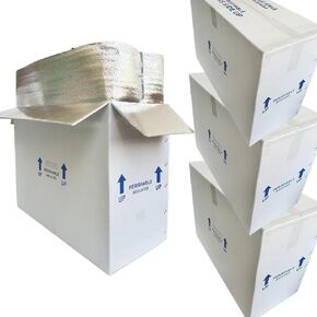 صناديق شحن معزولة مع عزل روتش مع بطانات ، 4 حزمة 7 × 6 × 10 '' ، مبردات صناديق الشحن الباردة الصغيرة للطعام المجمد القابل للتلف ، أبيض (T7610-4L-W)